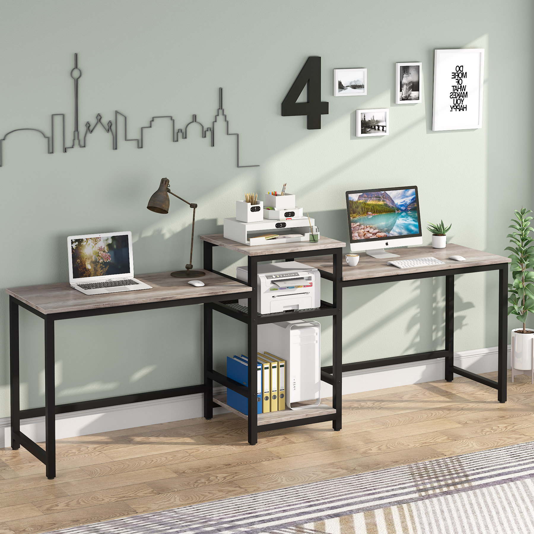 Inbox Zero Gracie 96.9'' Desk & Reviews | Wayfair