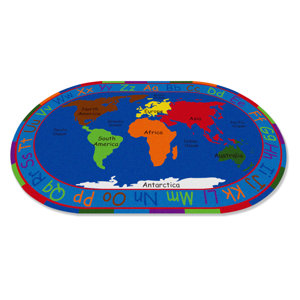 All Around the World Map Kids Rug