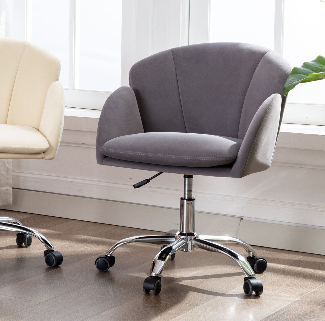 Details about   Office Home Leisure Mid-back Upholstered Rolling Chair 