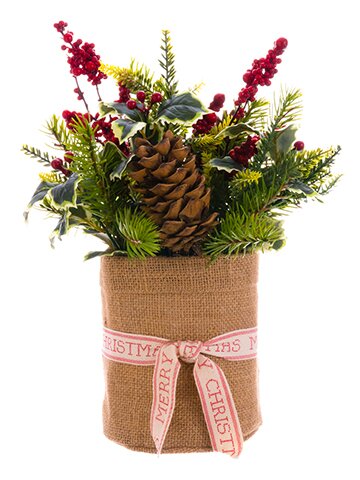 The Holiday Aisle® Holly Berry and Pine Mixed Centerpiece in Pot ...