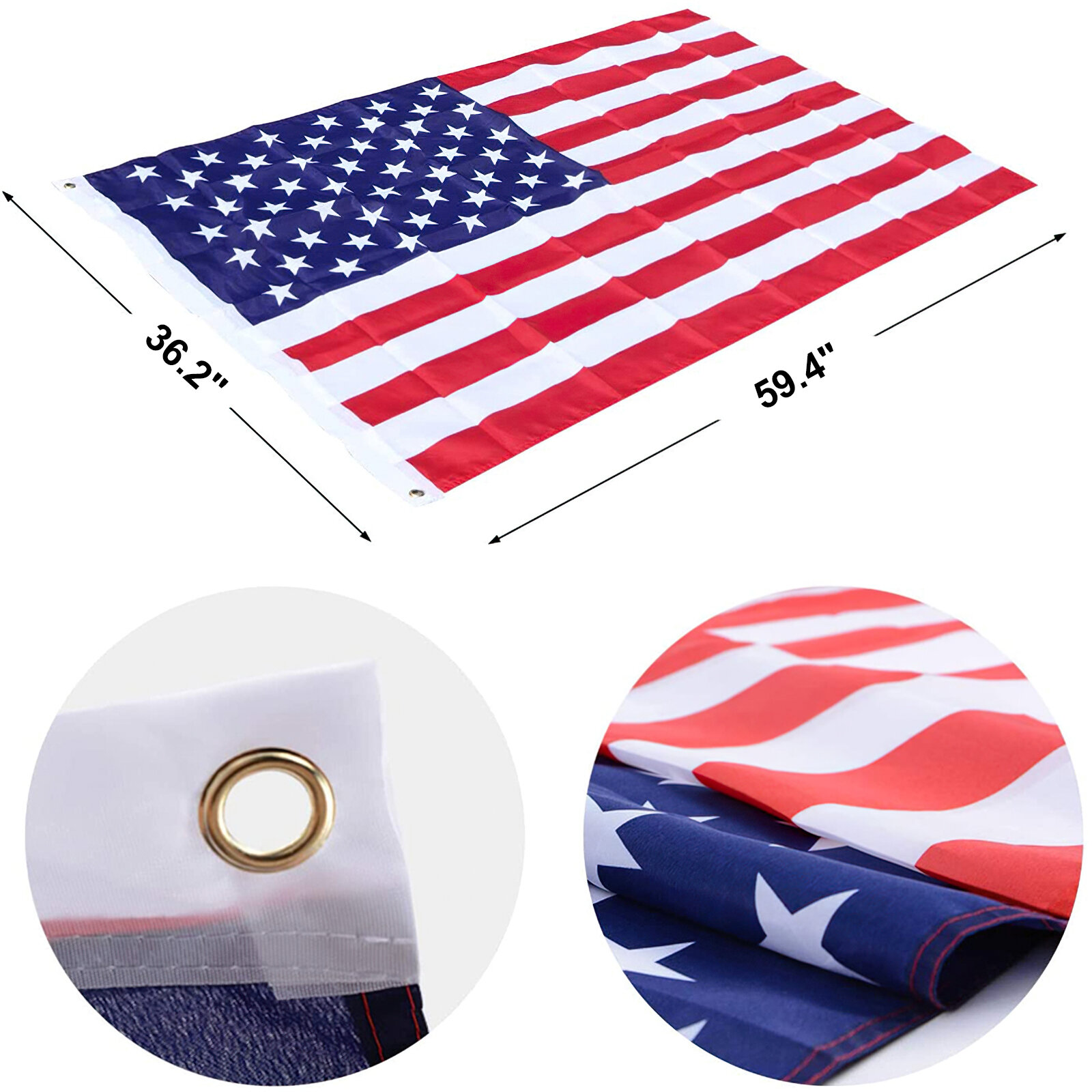 New American Flag Pole Kit Wall Mount 3'x5' US Flag Gold Ball Aluminum US 