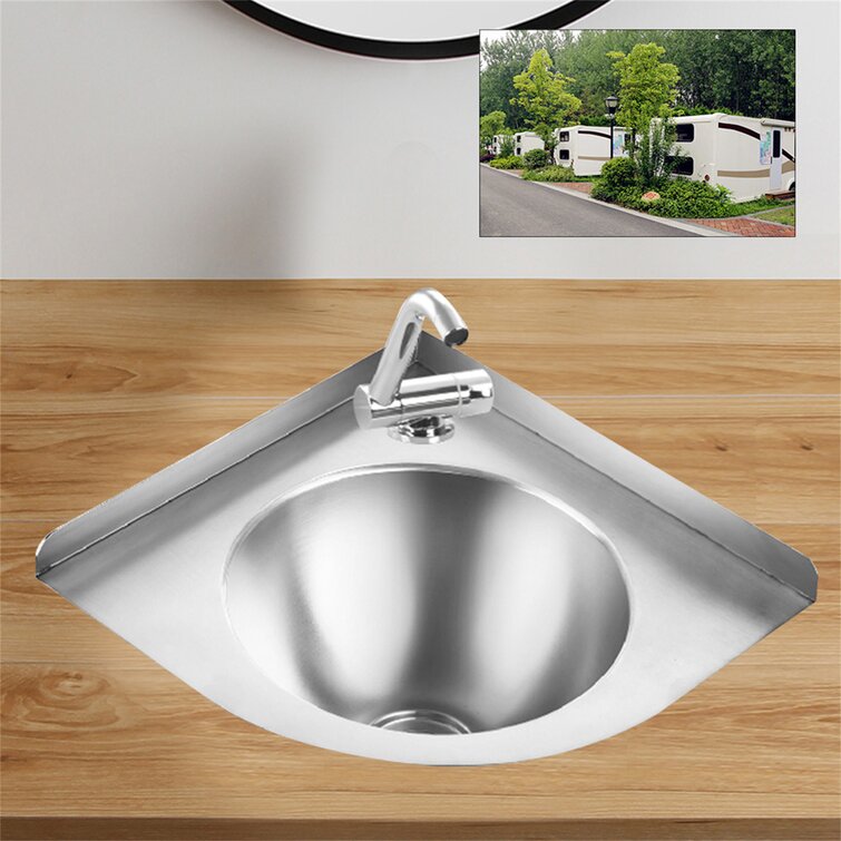 Stainless Steel Triangle Corner Sink Bathroom Wall Mounted Single Bowl Sink USA
