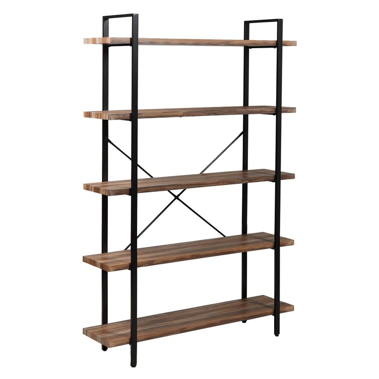 Tall Industrial Bookcase Vintage Retro Style Shelving Unit 5 Shelves Storage New 