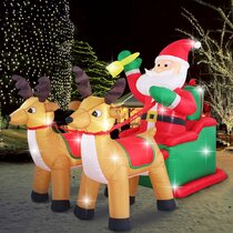 5 Foot Long Lighted Christmas Inflatable Santa Claus Reindeer Indoor Outdoor Garden Yard Party Prop Decoration 