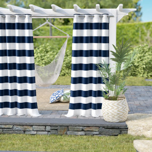 Curtains For Screened Porch Wayfair Hamilton Striped Outdoor Grommet Curtain Panels Set Of 2