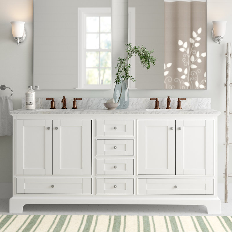 Shop Vanity Art 72 Double Sink Bathroom Vanity Set Super White Phoenix Stone Top Soft Closing Doors Undermount Sink With Free Mirror Overstock 12364456