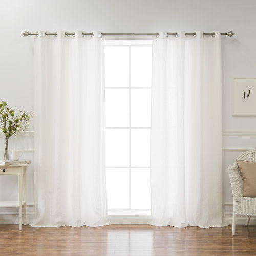 Kolambe Flax Linen Solid Semi Sheer Grommet Single Curtain Panel