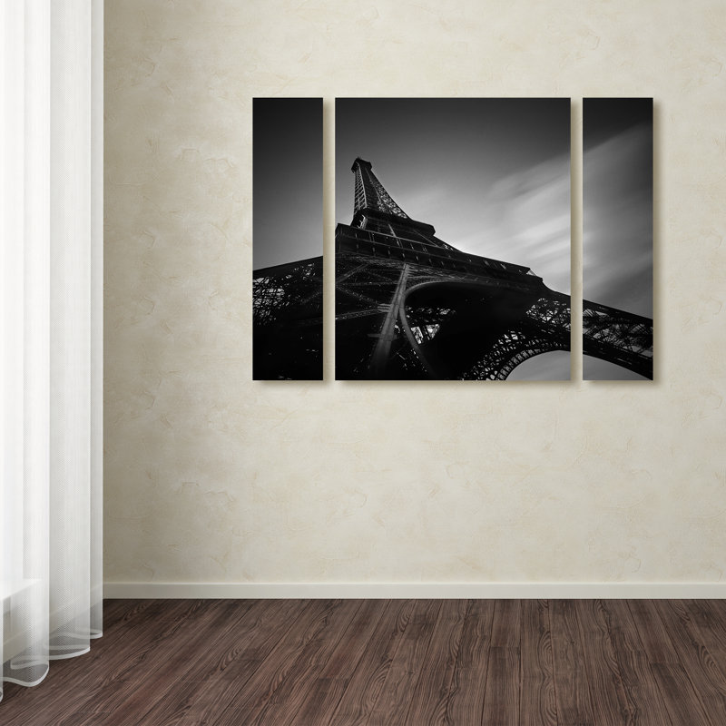 Eiffel I by Moises Levy 3 Piece Photographic Print on Wrapped Canvas Set Size: 24" H x 32" W x 2" D