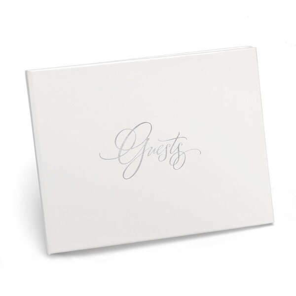 Ginger Ray White and Silver Foiled Wedding Guest Book Metallic Perfection 