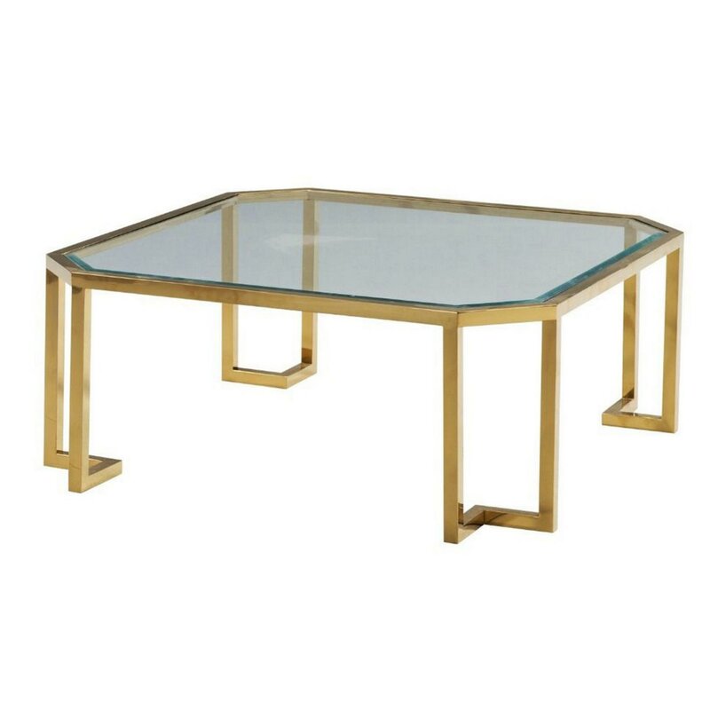 Download Benjara Glass Top Coffee Table With Clipped Corner And ...