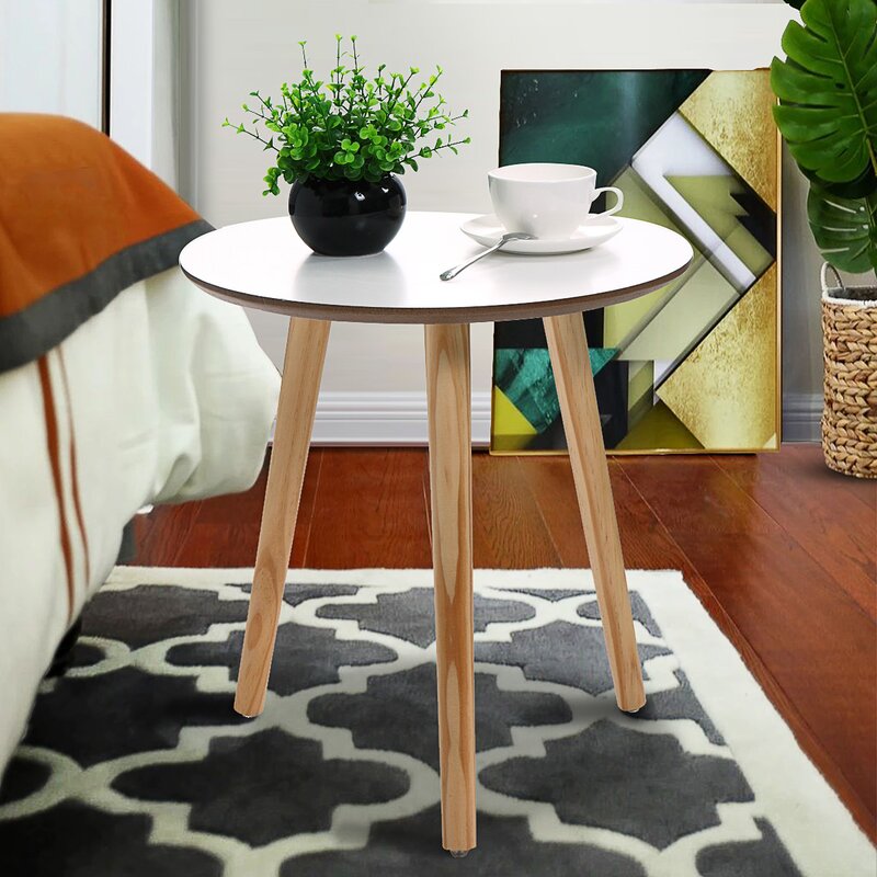 George Oliver Side Table Round White Modern Home Decor Coffee Tea End Table For Living Room Bedroom And Balcony 16 3 15 7 Inches Wayfair