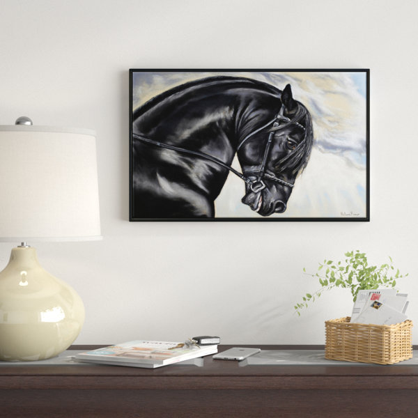 East Urban Home Friesian Horse Painting Framed Print On Wrapped
