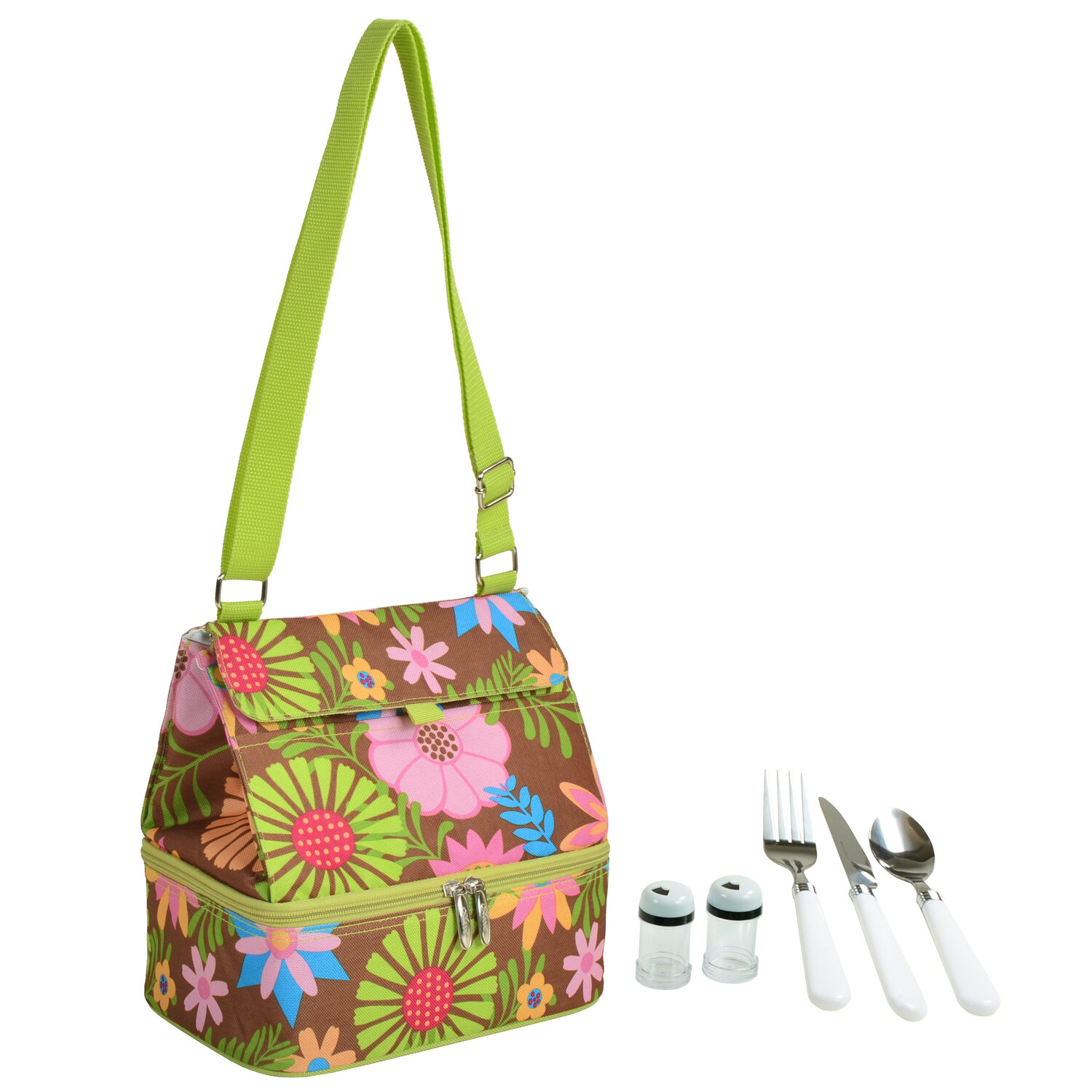 floral insulated lunch tote