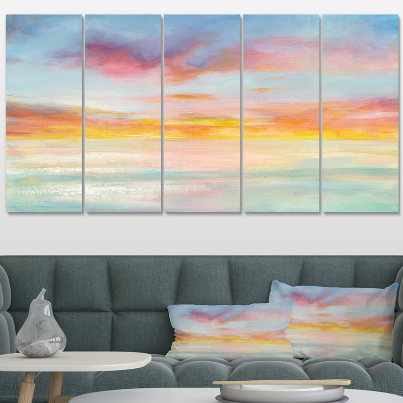 East Urban Home Pastel Pink And Blue Clouds Painting Multi