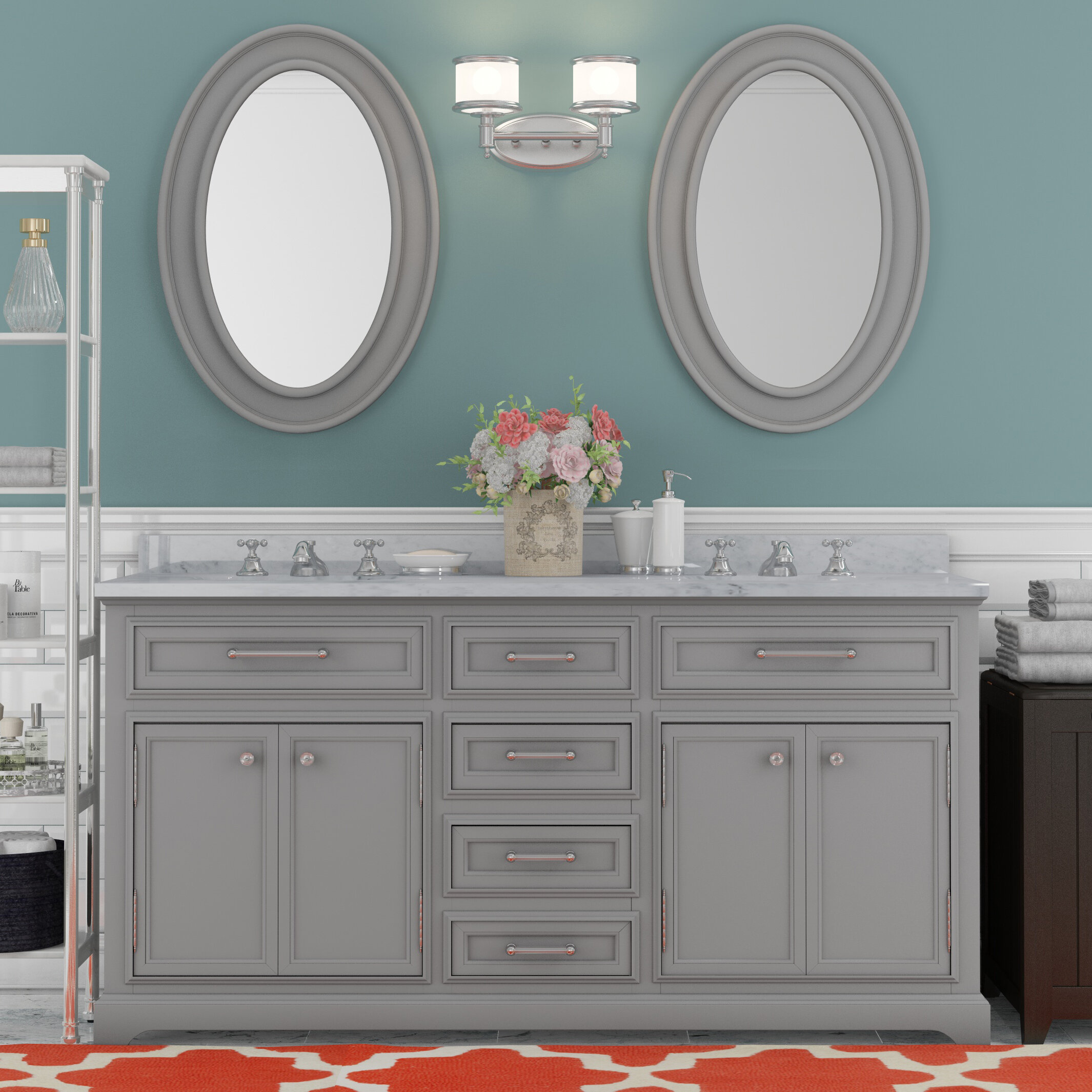 Three Posts Bergin 60 Double Sink Bathroom Vanity Set With Mirror Reviews Wayfair