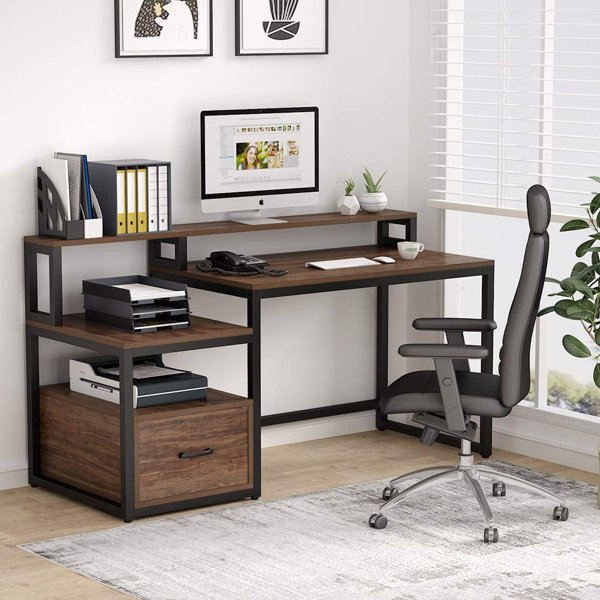 Inbox Zero 59 Inch Vintage Large Home Office Desk Computer ...
