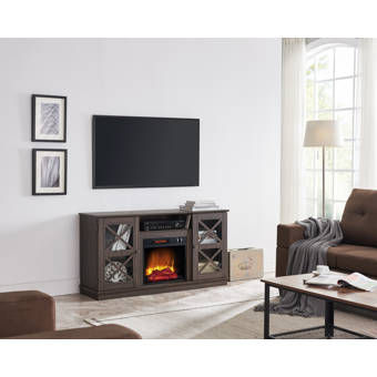 August Grove Derrynisk Tv Stand For Tvs Up To 70 With Electric Fireplace Included Reviews Wayfair