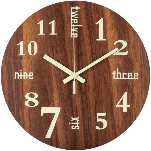 Vintage Wooden Wall Clock 12 Inch Arabic Numeral Round Battery Operated Mother's Day Father's Day Present