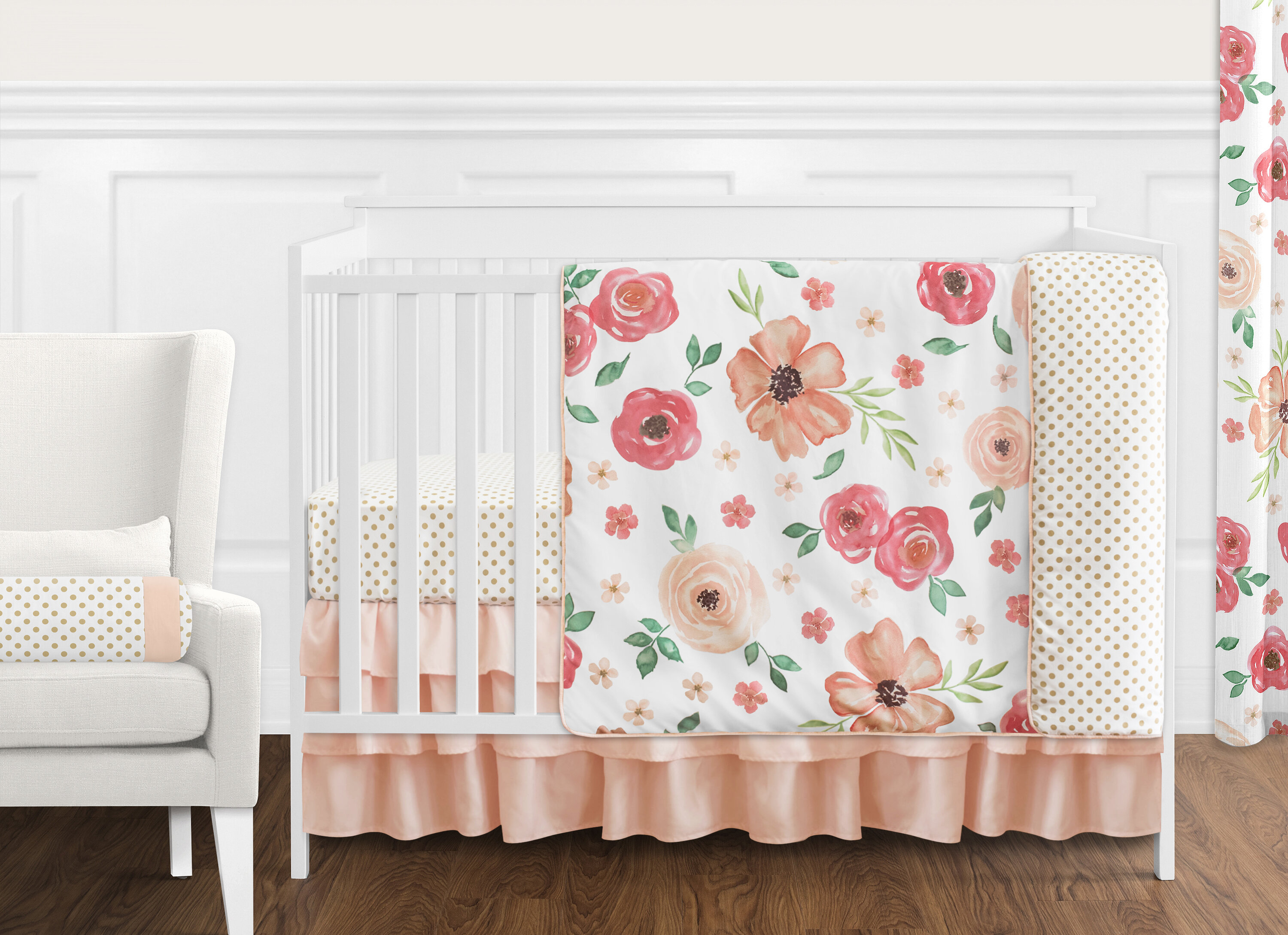 watercolor floral crib bedding set