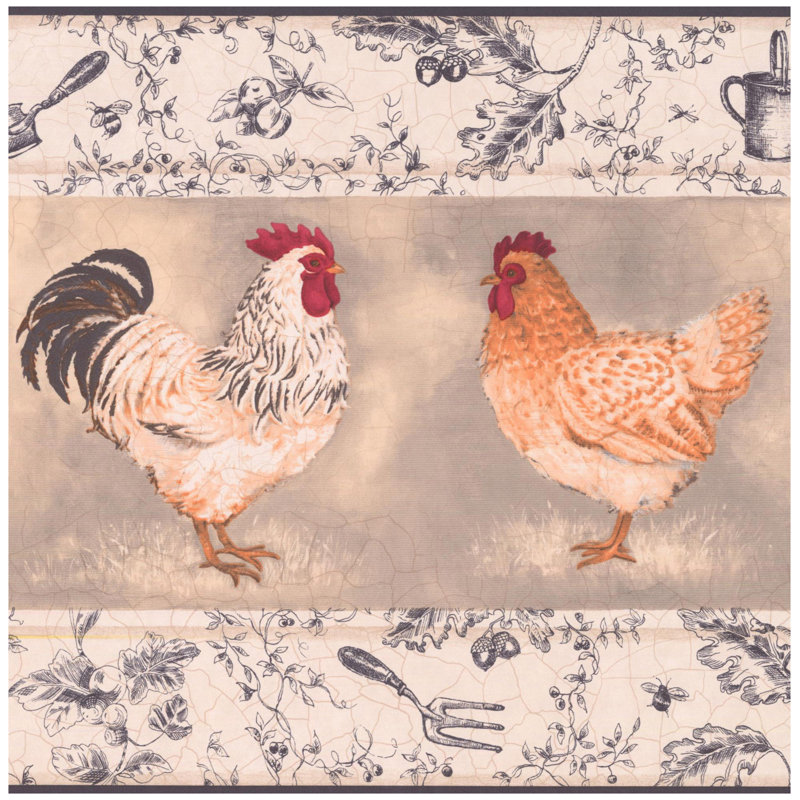 York Wallcoverings Rooster Hen Wine 15 L X 10 25 W Wallpaper