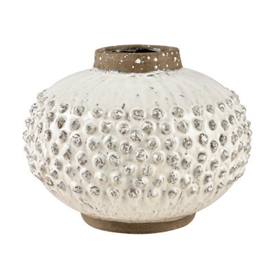 Vandyne White/Brown 10" Earthenware Table Vase