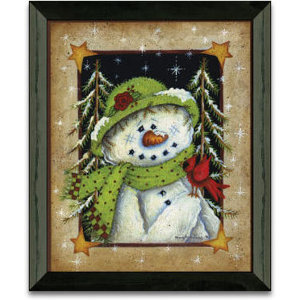 'Feathered Friend Winter and Holiday' Framed Graphic Art