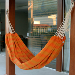 Go to store & view more images Single Person Fair Trade Striped Ceara Sunshine Hand-Woven Brazilian Cotton Indoor And Outdoor Hammock by Novica