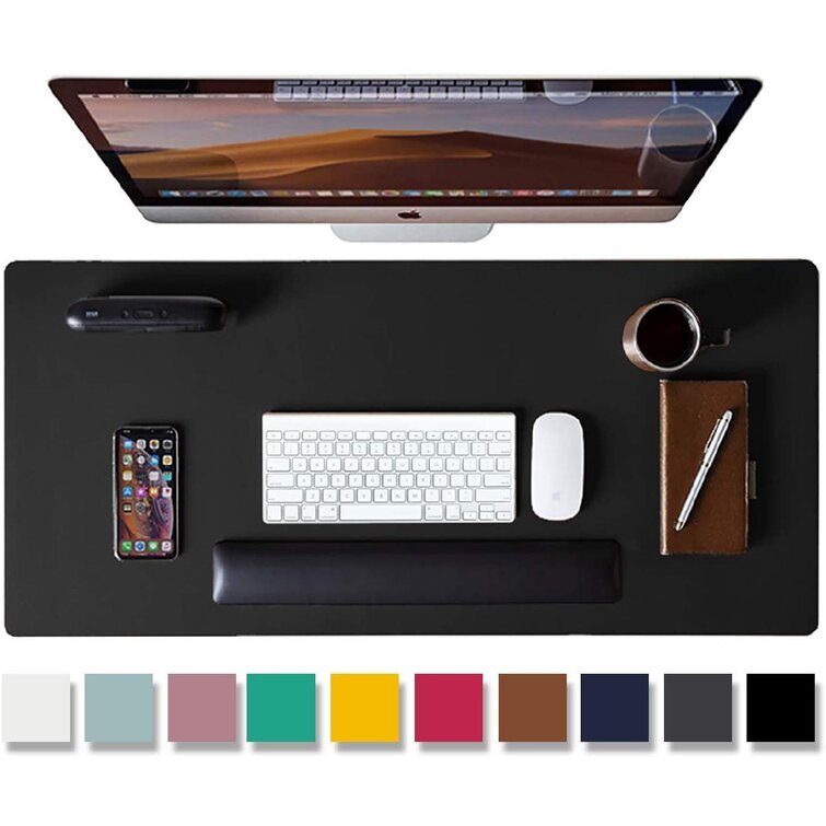 Desk Pad Office Desk Mat Dual-Sided Desk Writing Mat Protector PU Leather Desk Blotter Waterproof Large Mouse Pad Brown/Grey, 31.5 x 15.7