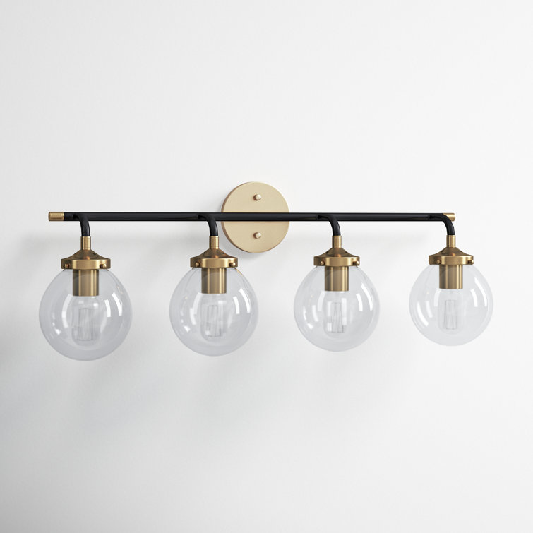 Dion 4-Light Dimmable Matte Black/Antique Gold Vanity Light