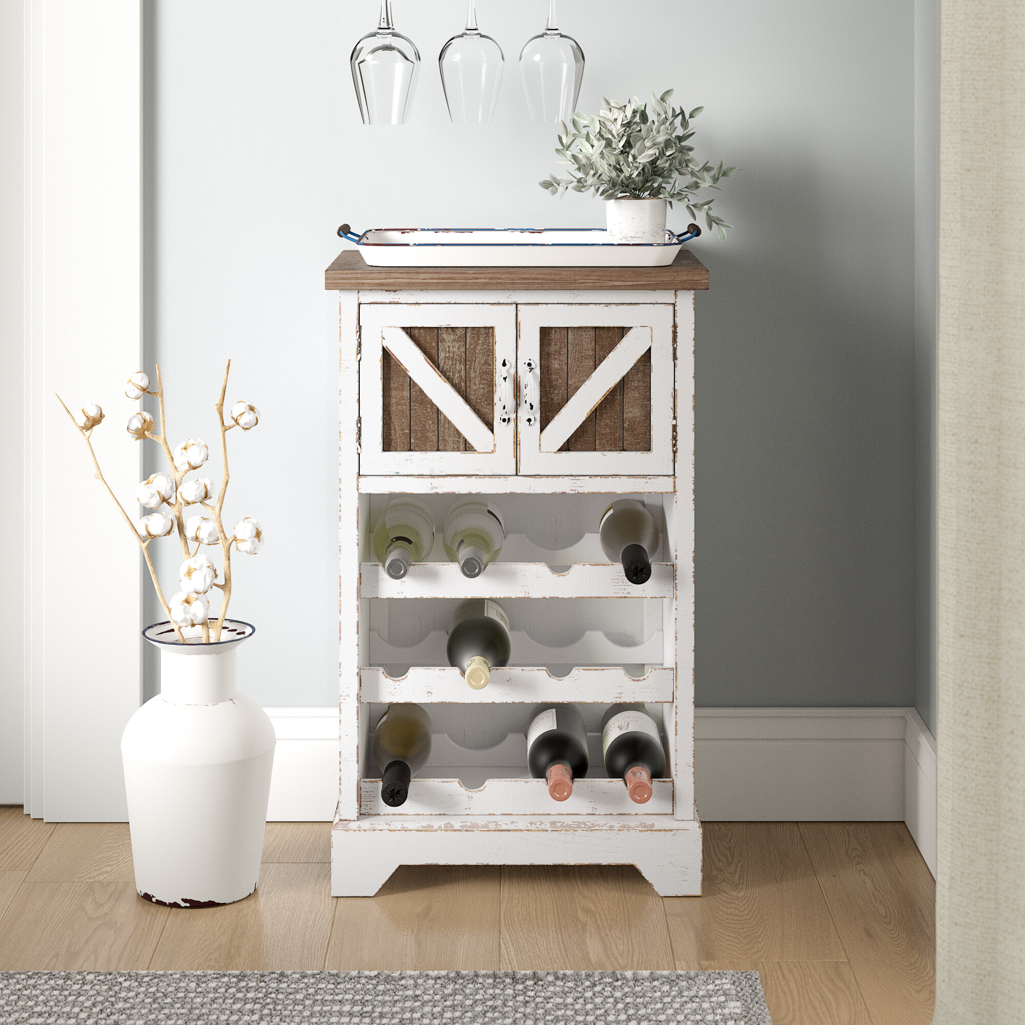 farmhouse wine rack cabinet