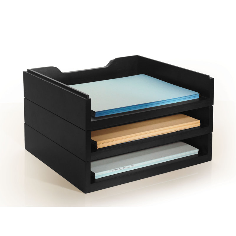 Darby Home Co Beaumys Stacking Wood Desk Organizers 3 Letter Tray Beaumys Stacking Wood Desk Organizers