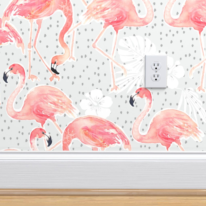 Bay Isle Home Melva Flamingo Removable Peel And Stick Wallpaper