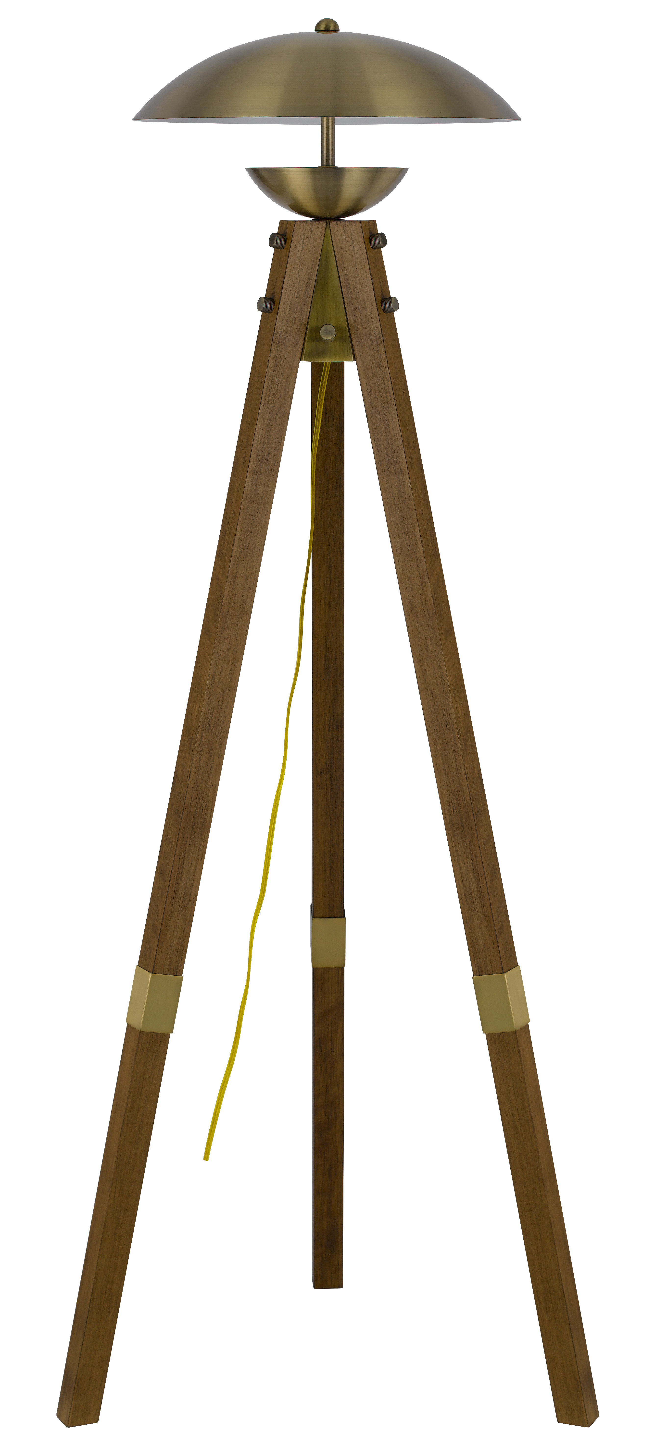 Corrigan Studio® Lakeland 18W Intergrated LED Tripod Rubber Wood Floor Lamp With Half Domed