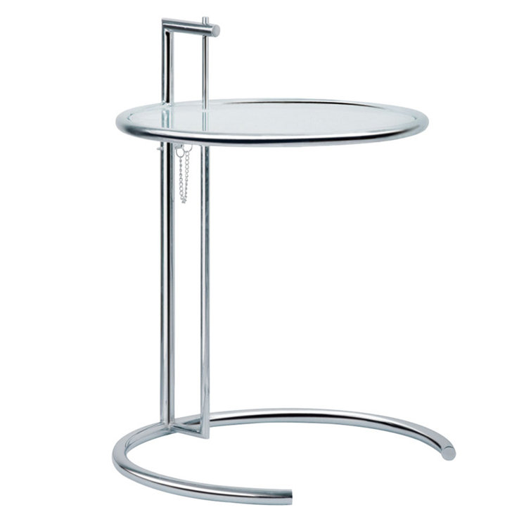 adjustable glass side table