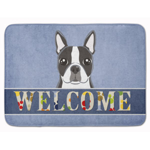 Boston Terrier Welcome Memory Foam Bath Rug