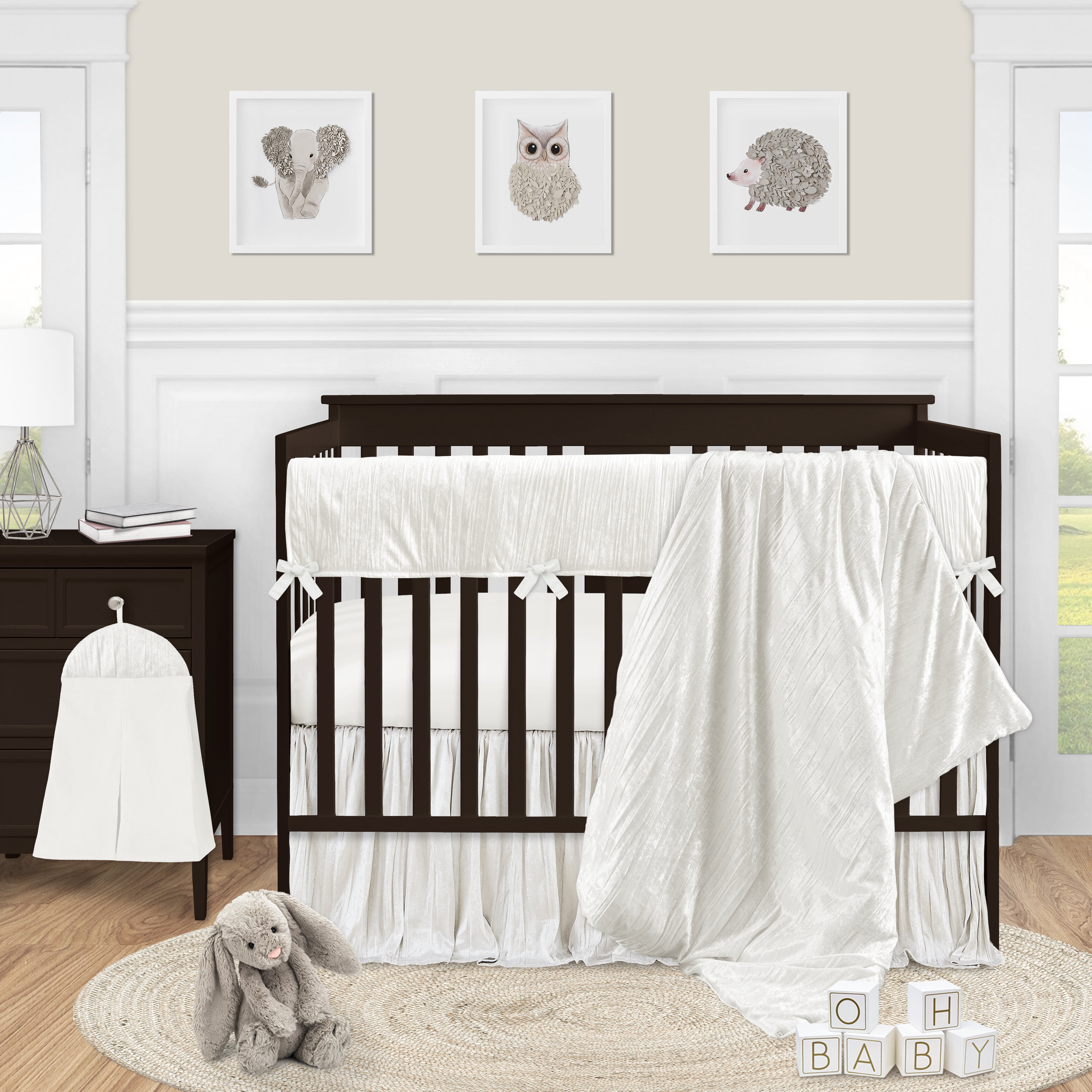 Unisex Baby Cradle Bedding Plain Bumper Solid Color