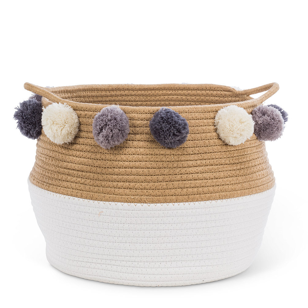 Rosalind Wheeler Rope with Handles and Pom Pom Fabric Basket Wayfair