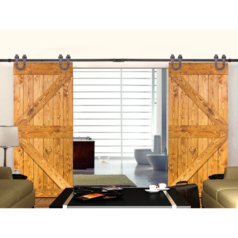 Calhome Classic Horseshoe Sliding Standard Double Track Barn Door