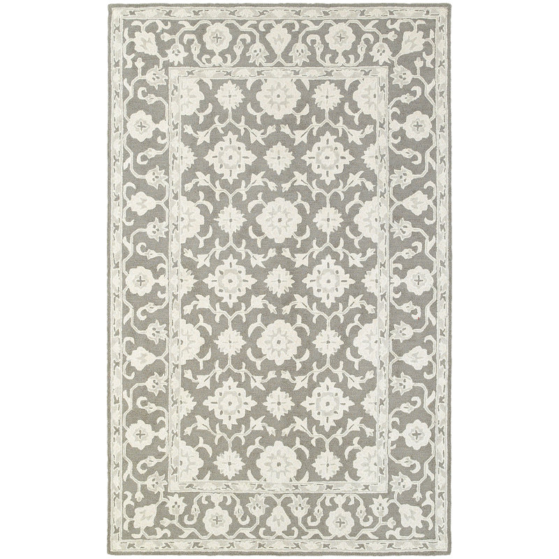 Charlton Home Mcwhirter Casual Traditional Hand Tufted Wool Gray Area Rug Wayfair