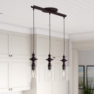Elegant Kitchen With Metallic Ceiling humphries 3 light kitchen island pendant