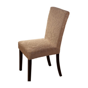 Velvet Damask Parson Chair Slipcover b..