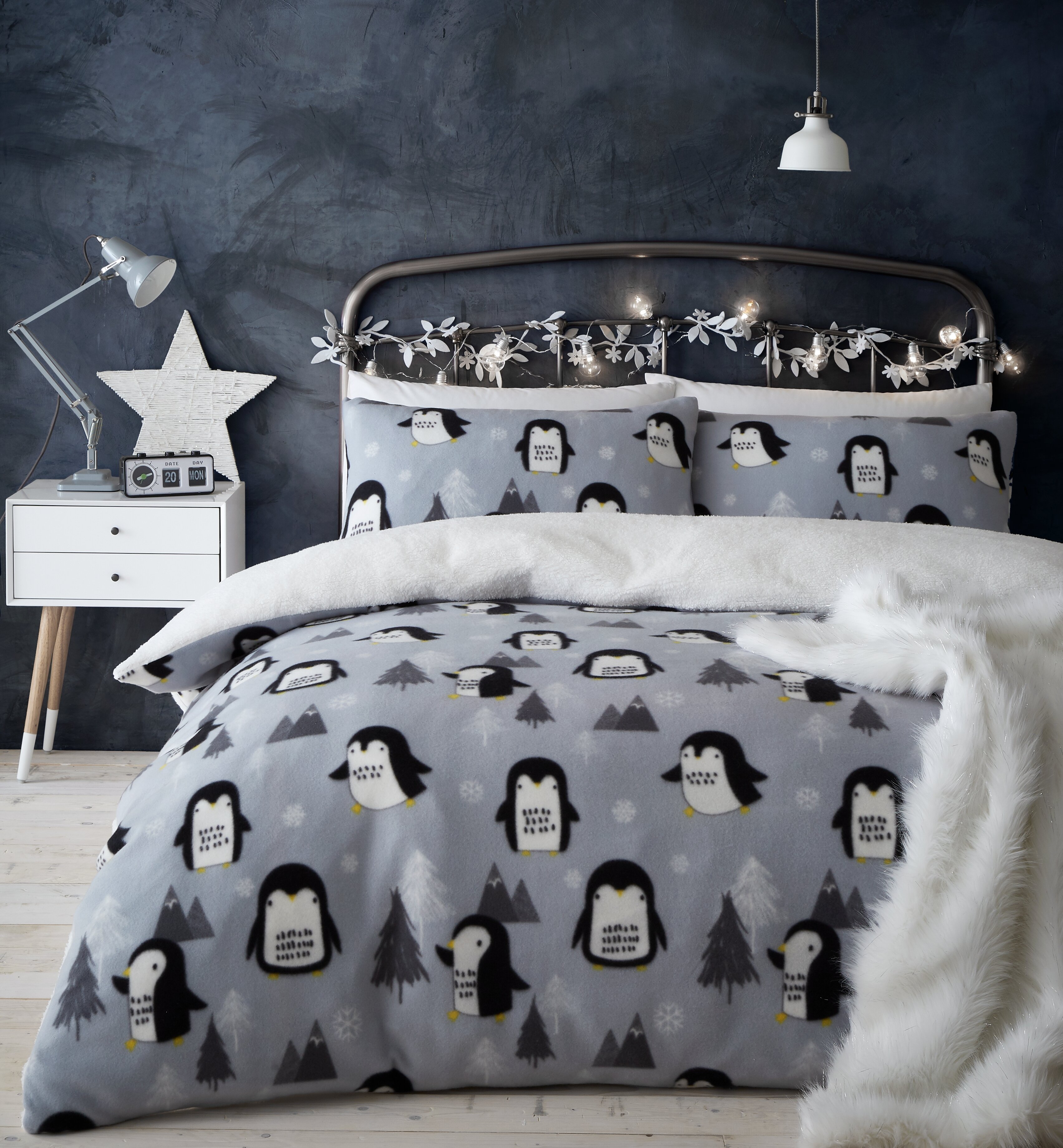 fusion fluffy penguin duvet cover set