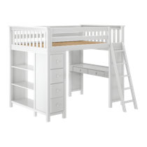 full size low loft bed with desk