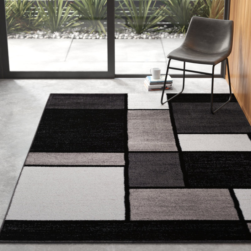 Lorenzo 1 Piece Machine Woven Gray Black White Indoor Area Rug Lorenzo 1 Piece Machine Woven Gray Black White Indoor Area Rug