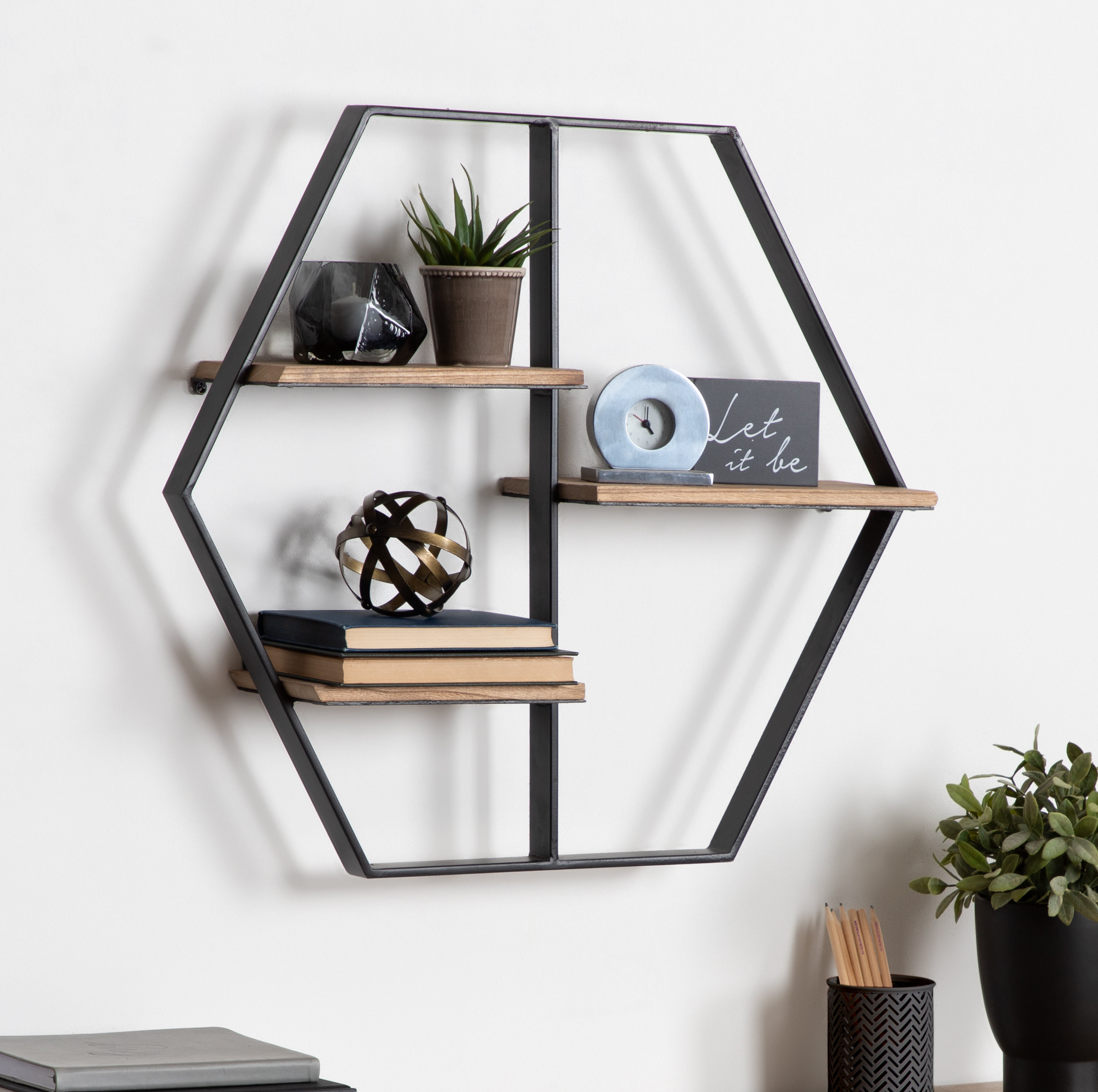 Fordbridge 3 Piece Hexagon Oak Solid Wood Wall Shelf Reviews Joss Main