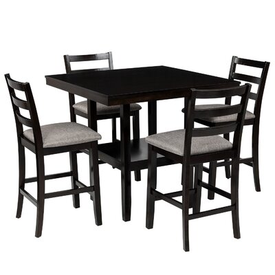 Wooden Counter Height Dining Chair With Padded Chairs Set Of 4