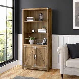 A 2 Door 2 Shelf Corona Tall Bookcase Solid Pine Wood Storage Cupboard Unit for Living Room Office Bedroom Furniture N 
