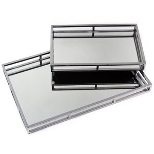 Mirrored 2 Piece Vanity Tray Set