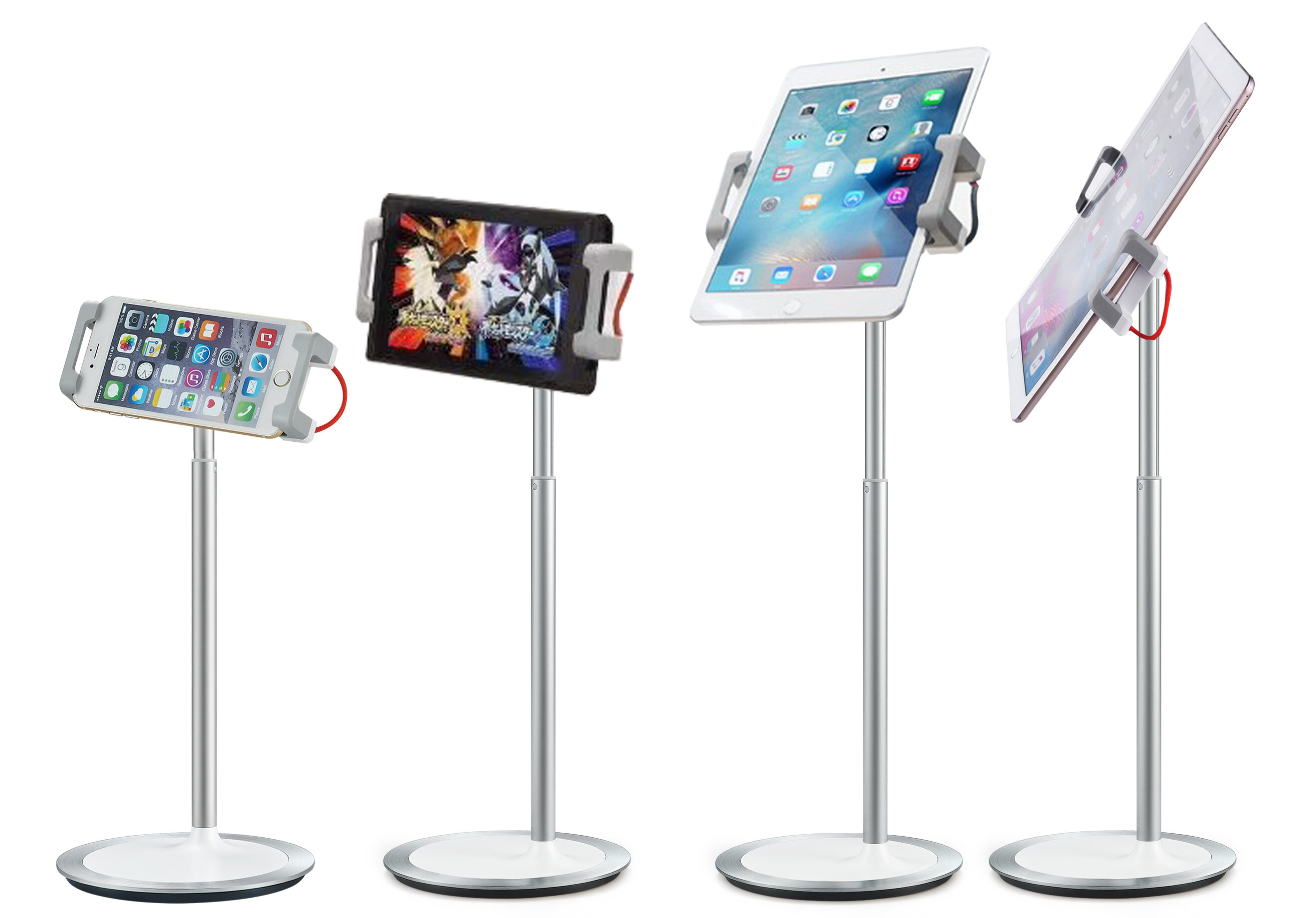 Portable Plastic & Steel Desktop Stand Smartphone Tablet Clamp Holder Stand,White