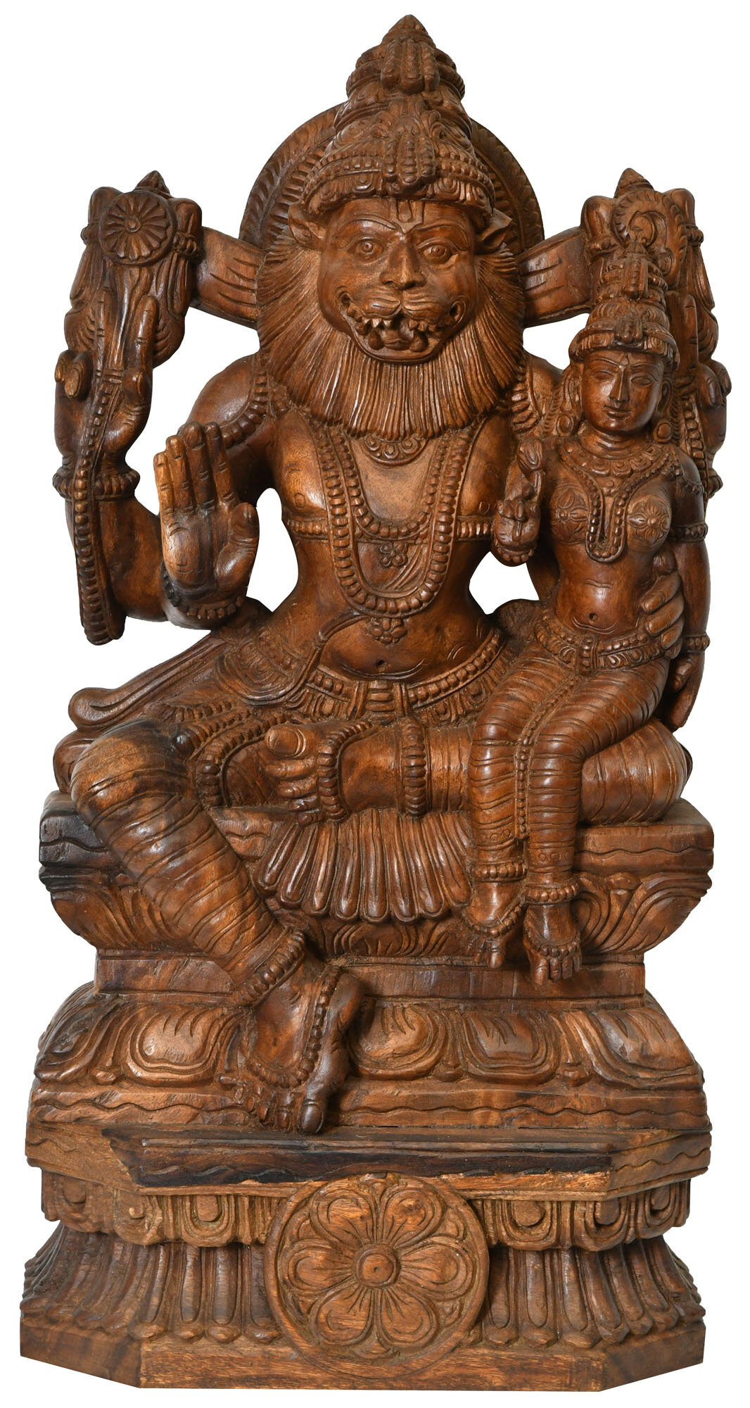 人気を誇る Exotic India Lakshmi Goddess with Narasimha Lord ZCI87 オブジェ、置き物